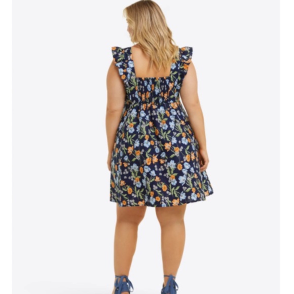 Draper James Maddie Babydoll Navy Blue Spring Bloom Mini Dress 3X - Picture 2 of 9